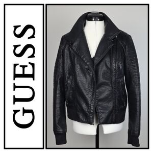 🖤 GUESS Los Angeles Black Faux Leather Moto Jacket – Size M 🖤